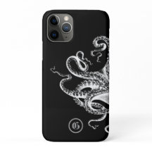 Squid on Black med Monogram