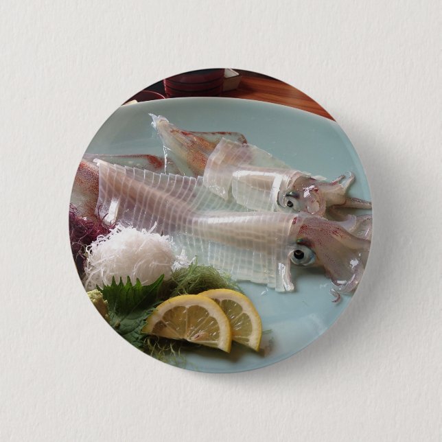 Squid Sashimi Japansk måltid som serverar middagst Knapp (Framsida)