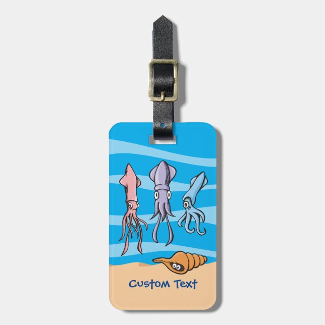 Squid Tecknads Luggage Tag Bagagebricka (Vertikal Framsida)