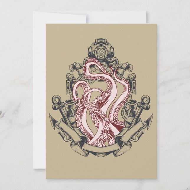 Squid Tentacles ut ur Spegel Lovecraftian Horror Inbjudningar (Framsida)