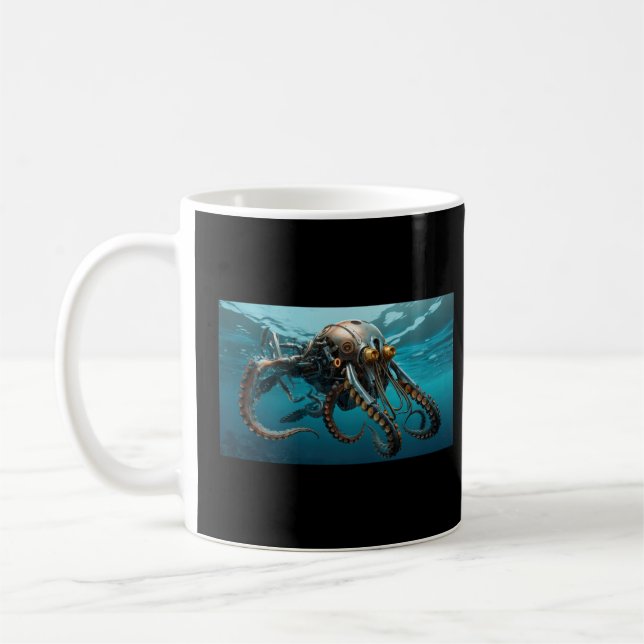Squid with steampunk armor kaffemugg (Vänster)