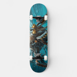 Squid with steampunk armor mini skateboard bräda 18,5 cm