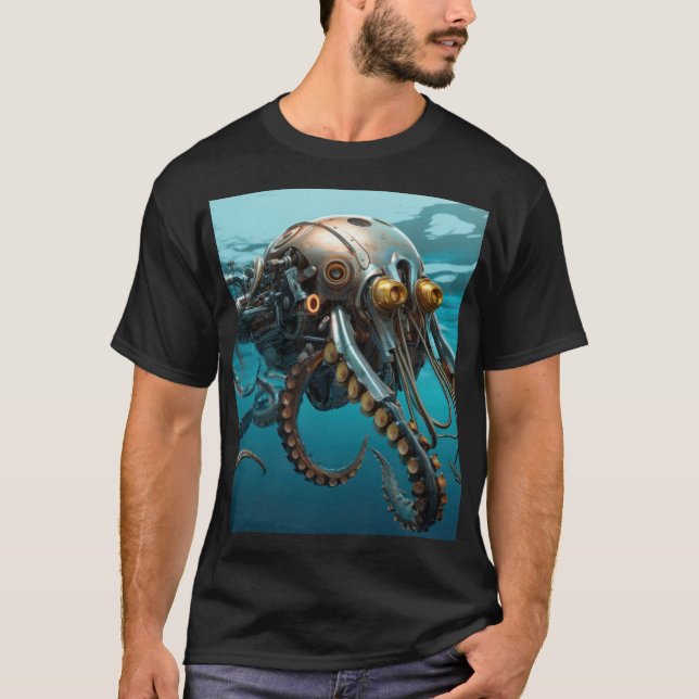 Squid with steampunk armor t shirt (Framsida)
