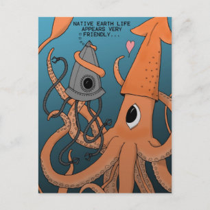 Squid X Alien Robot Vykort