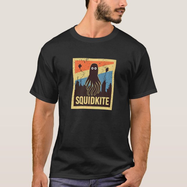 Squidkite sea squid retro squids biolog t shirt (Framsida)