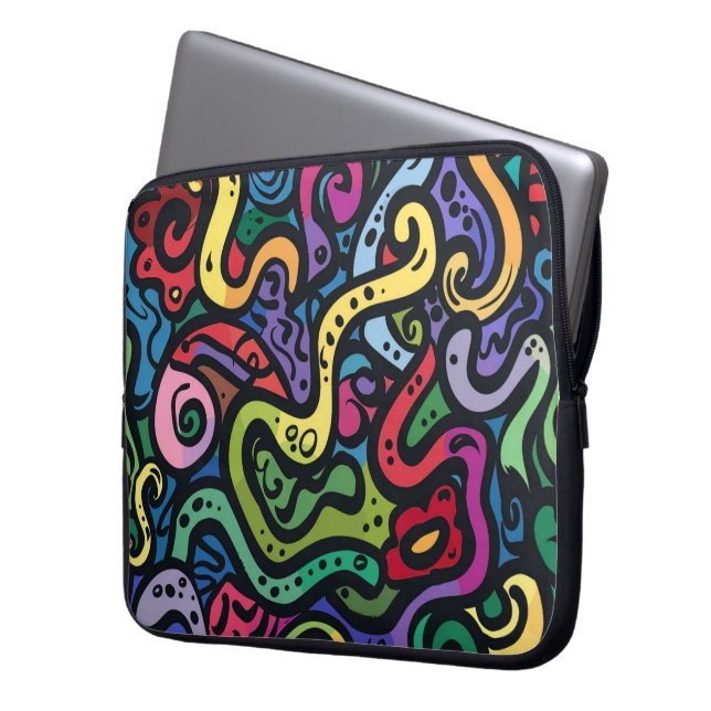 Squigged Doodles Laptop sleeve (Framsidan Vänster)