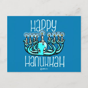 Squiggles: Lycklig Hannukah bläckfisk Helg Vykort