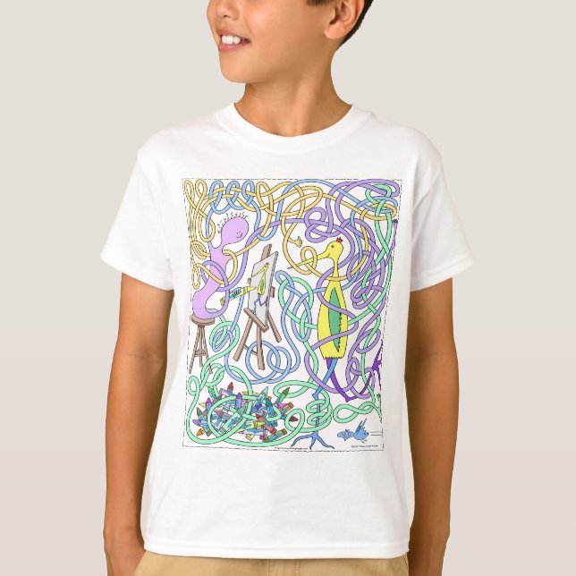 Squiggly Teckning A Stork Tee Shirt (Framsida)