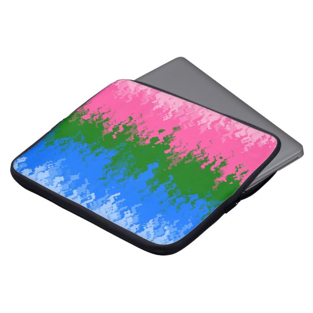 Squiggly Trippy Abstrakt Omniromantisk Prideflagga Laptop Fodral (Framsida topp)