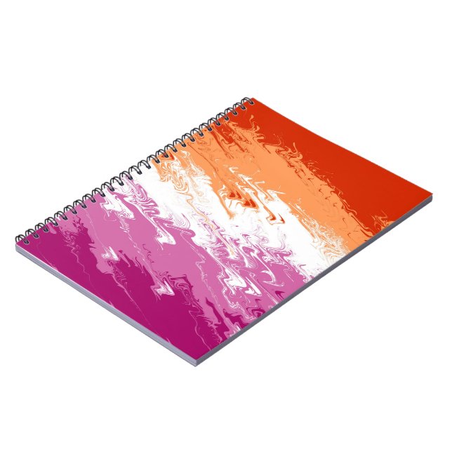 Squiggly Trippy Groovy Abstrakt Lesbisk Pride Flag Anteckningsbok (Vänstra Sidan)