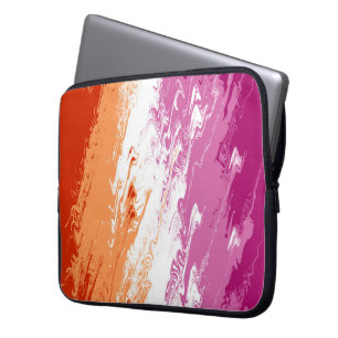 Squiggly Trippy Groovy Abstrakt Lesbisk Prideflagg Laptop Fodral
