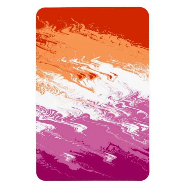 Squiggly Trippy Groovy Abstrakt Lesbisk Prideflagg Magnet (Vertikal)