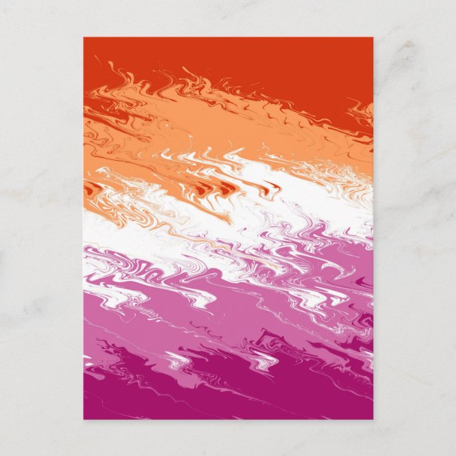 Squiggly Trippy Groovy Abstrakt Lesbisk Prideflagg Vykort (Framsida)