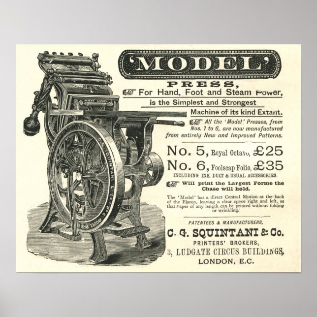 Squintani Model letterpress poster (Framsidan)