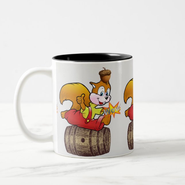 Squirrel Acorn Barrel Grått Mugg (Vänster)
