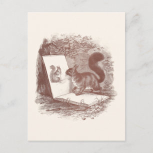 Squirrel Admires Sketch of Self Vykort
