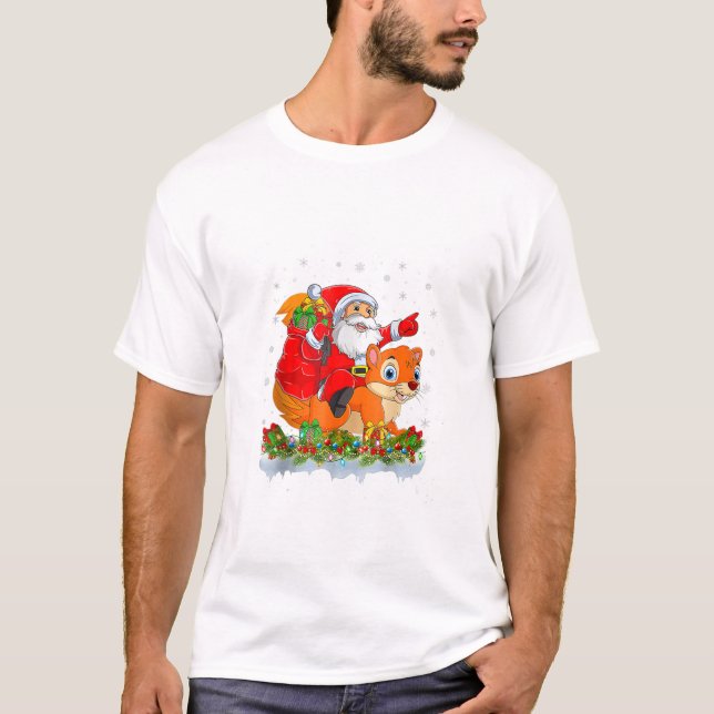 Squirrel Älskare Santa Riding T Shirt (Framsida)