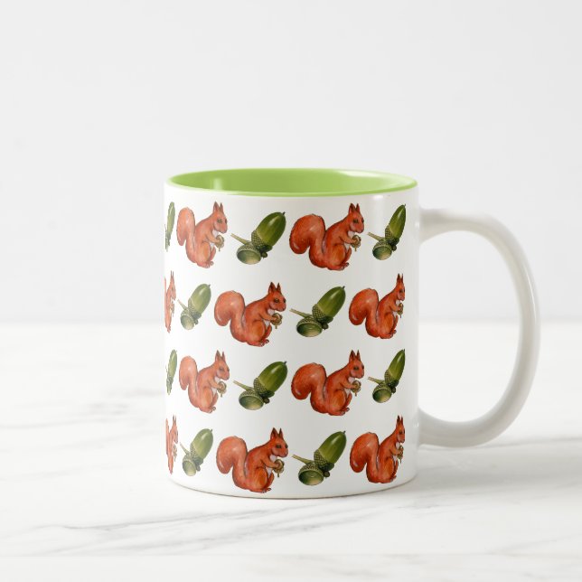 Squirrel and Acorn Pattern Två-Tonad Mugg (Höger)