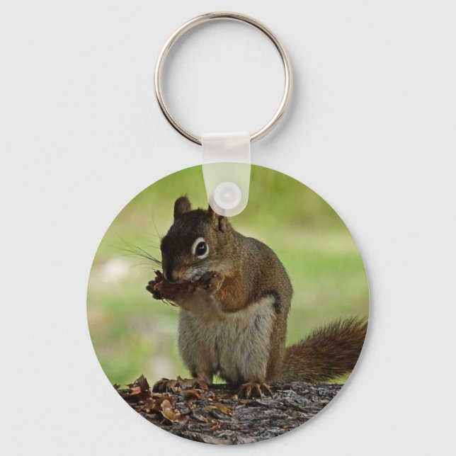 Squirrel äter Cone Nyckelring (Framsida)