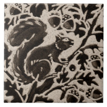 Squirrel Batik Stoneware Woodland Animal Tan Brown
