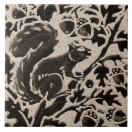 Squirrel Batik Stoneware Woodland Animal Tan Brown Kakelplatta