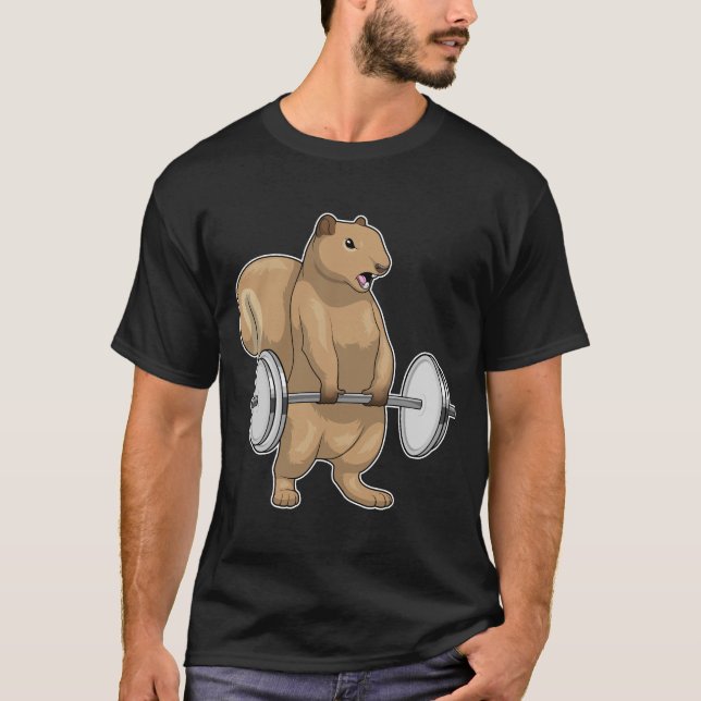 Squirrel Bodybuilding Dumbbells T Shirt (Framsida)