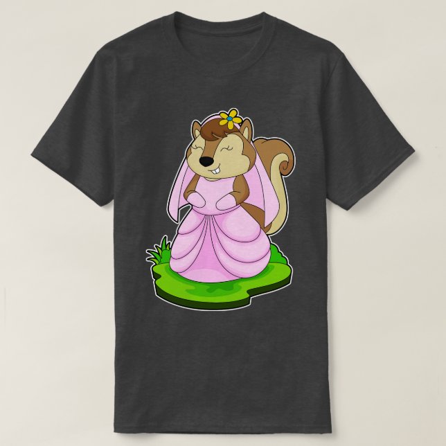 Squirrel Bride Flower Bröllop T Shirt (Design framsida)