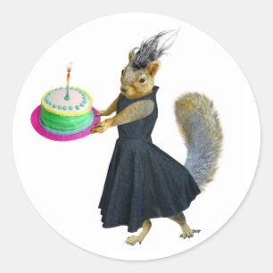 Squirrel Cake Sticker Runt Klistermärke