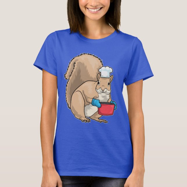 Squirrel Chef Saucepan Cook T Shirt (Framsida)