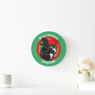 "Squirrel christmas gifts", personlig namn Rund Klocka
