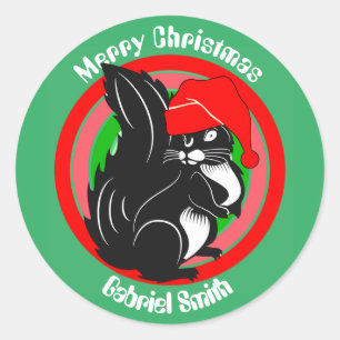 "Squirrel christmas gifts", personlig namn Runt Klistermärke