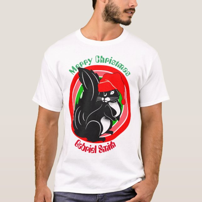 "Squirrel christmas gifts", personlig namn T Shirt (Framsida)