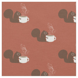 Squirrel Coffee Älskare Roligt Djurfoder Tyg