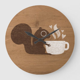 Squirrel Coffee Älskare | Tomskog Stor Klocka