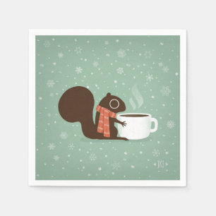 Squirrel Coffee Älskare Woodland Helgdag Pappersservett