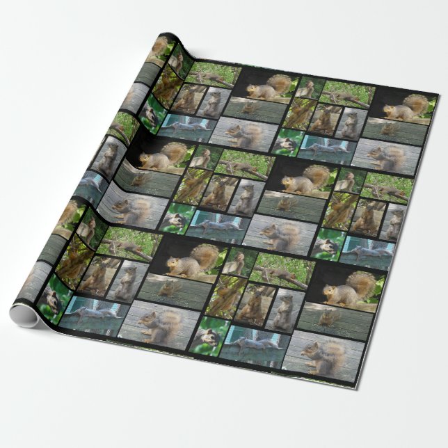 Squirrel collage Gift Wrap Presentpapper (Utrullad)