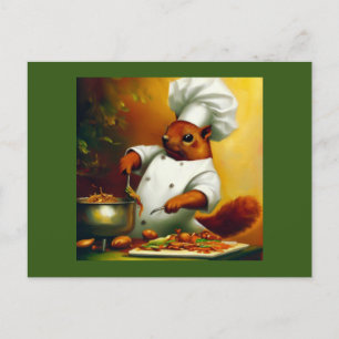 Squirrel Cooking Stir Fry Vykort