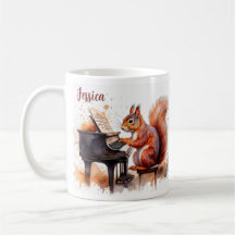 Squirrel Cute Animal and Piano Personlig Namn