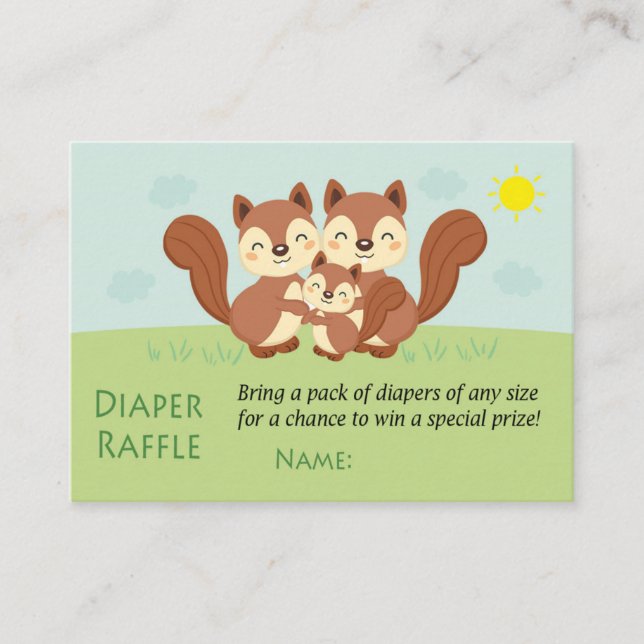Squirrel Diaper Raffle Biljett (Framsida)