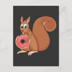 Squirrel Donut Funny Doughnut Rodent Animal Vykort