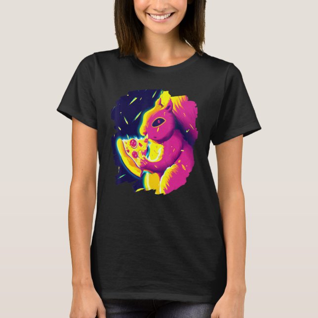 Squirrel Eating Pizza  Cool Cute Squirrels Pizza 1 T Shirt (Framsida)