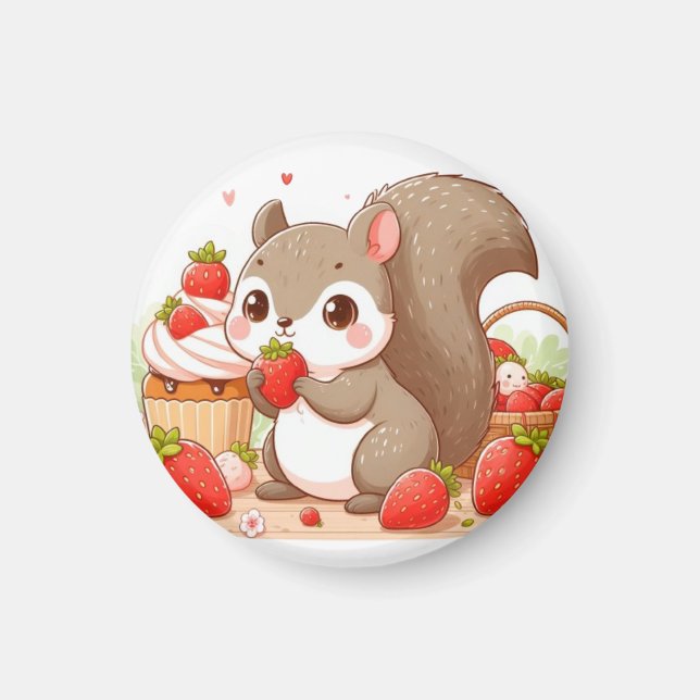 Squirrel eating strawberry magnet (Framsidan)