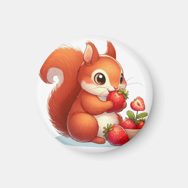 Squirrel eating strawberry magnet (Framsidan)