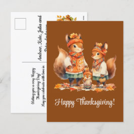 Squirrel Family Happy thanksgiving Helg Vykort