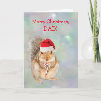 Squirrel "For Dad" Cute Christmas Helgkort