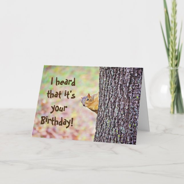 Squirrel Funny Birthday Card Kort (Framsida)