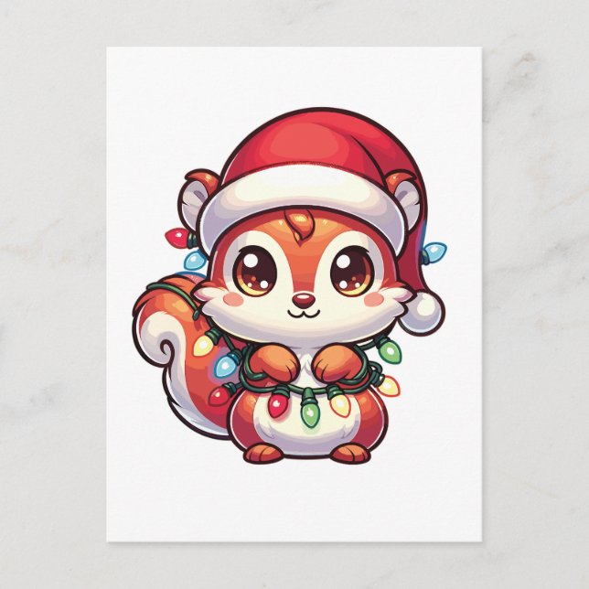 Squirrel God jul Winter Animals Squirrels Helg Vykort (Framsida)