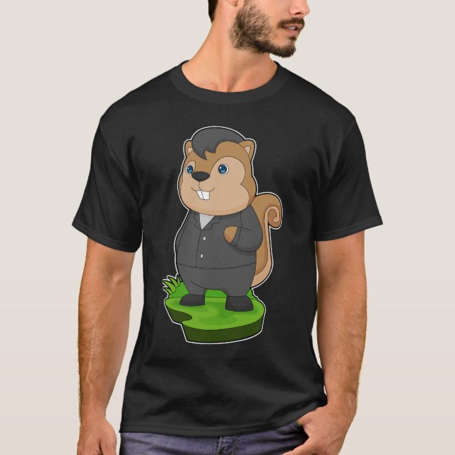 Squirrel Groom Kostym Bröllop T Shirt (Framsida)