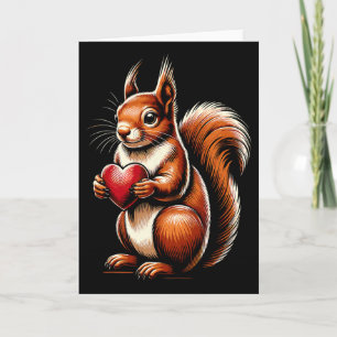 Squirrel Håller Hjärtat Alla Hjärtans Dag Söt Alla Kort