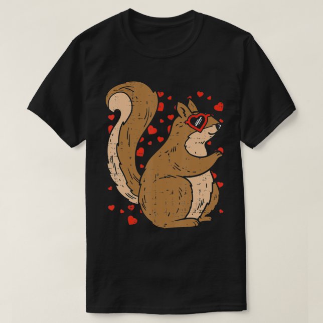 Squirrel Heart Glasses Cute Valentines Day Animal  T Shirt (Design framsida)